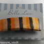 Bella Luxe Wooden Hair Barrette Rectangle Striped New on Card Silver Clip
