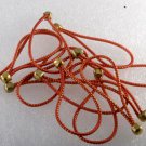 Vintage Elastic No Pull Lot of 12 Brass Ball End Red Gold Band Hair Accessory