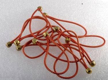 Vintage Elastic No Pull Lot of 12 Brass Ball End Red Gold Band Hair Accessory