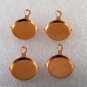 Vintage Set of 4 Frying Pan Copper STamping Pendant  Jewelry Making