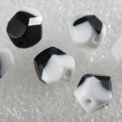 Vintage Black and White Faceted Glass Beads Set of 6 Beading Finding
