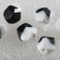 Vintage Black and White Faceted Glass Beads Set of 6 Beading Finding