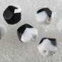Vintage Black and White Faceted Glass Beads Set of 6 Beading Finding