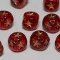 Vintage Red Star Glass Bead Findings Set of 12 Jewelry