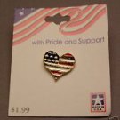 USA HEART PIN ENAMELED RED WHITE BLUE PATRIOTIC VINTAGE