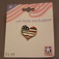 USA HEART PIN ENAMELED RED WHITE BLUE PATRIOTIC VINTAGE