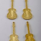 Vintage Set  4 Acoustic Guitar w/ f Holes Brass STamping Pendant Charm Bracelet