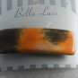 Bella Luxe Wooden Hair Barrette Rectangle New on Card Silver Clip