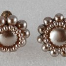Vintage 50's Plastic Faux Pearl Screw Back Earring Pair Japan Jewelry