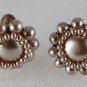 Vintage 50's Plastic Faux Pearl Screw Back Earring Pair Japan Jewelry