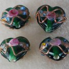 Vintage Green Glass Heart Lampwork Beads Jewelry Making 12mm