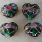 Vintage Green Glass Heart Lampwork Beads Jewelry Making 12mm