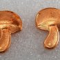 Vintage Mushroom Stamping Ovate Cap Copper Color Brass Metal Pair