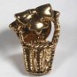 VINTAGE BASKET BOW PIN JEWELRY GOLD TONE