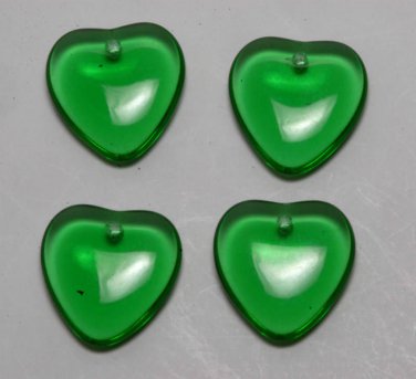Vintage Green Transparent Glass Beads Set of 4