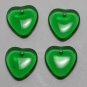 Vintage Green Transparent Glass Beads Set of 4