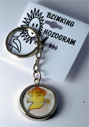 Blinking Hologram Pumpkin Ghost Key Chain New On Card Key Fob