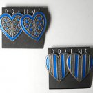 2 PAIR BRAUNS BLUE ENAMEL METAL EARRING JEWELRY VINTAG