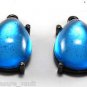 Vintage Charm Dangle Blue Glass Stone Gray Silver Setting Pair