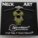 Spoontiques Neck Art Bikini Necklace Green Rhinestones Silver Beaded Chain