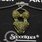 Spoontiques Neck Art Bikini Necklace Green Rhinestones Silver Beaded Chain