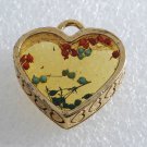 Vintage Heart Red Flower Pendant Enamel Gold PLated Brass Jewelry Making