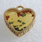 Vintage Heart Red Flower Pendant Enamel Gold PLated Brass Jewelry Making