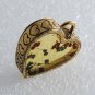 Vintage Heart Red Flower Pendant Enamel Gold PLated Brass Jewelry Making