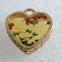 Vintage Heart Red Flower Pendant Enamel Gold PLated Brass Jewelry Making