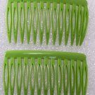Vintage Green Plastic Hair Comb Pair Hair Accessories
