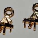 Vintage Gold Tone Baby Grand Piano Pair Charms Pendant