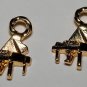 Vintage Gold Tone Baby Grand Piano Pair Charms Pendant