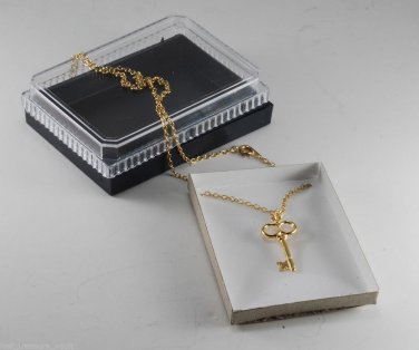Vintage Gold Skeleton Key Necklace Jewelry New in Box