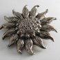 VIntage MJ Entrprise Sunflower Pin Silver Metal Pewter? Signed