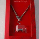 Guess Letter "G" Ankle Bracelet Toe Ring Silver Metal Blue Rhinestone Set