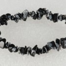 Gorgeous Snow Flake Obsidian Gem Stone Stretchy Elastic Bracelet Jewelry
