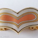 Vintage Hair Barrette Brass Metal Heart Inlay Dyna Made in France Accessorie