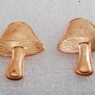 Vintage Mushroom Stamping Conical Cap Copper Color Brass Metal Pair