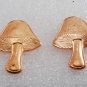 Vintage Mushroom Stamping Conical Cap Copper Color Brass Metal Pair