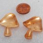 Vintage Mushroom Stamping Conical Cap Copper Color Brass Metal Pair
