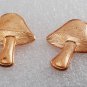 Vintage Mushroom Stamping Conical Cap Copper Color Brass Metal Pair
