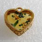 Vintage Heart White Flower Pendant Enamel Gold PLated Brass Jewelry Making