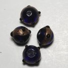 Vintage Blue Round Lampwork Set of 4 Bead Findings