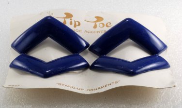 Vintage Blue Tip Toe SHoe Clips Art Deco Style Plastic Shoe Accessories