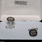 Swank 4 Leaf Clover Men's Silver Cuff Link Shamrock Jewelry