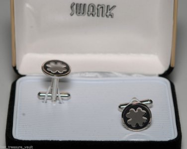 Swank 4 Leaf Clover Men's Silver Cuff Link Shamrock Jewelry