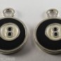 Vintage Pair 8 Ball Pool Pendants Silver Plated Metal Enamel Charms Jewelry
