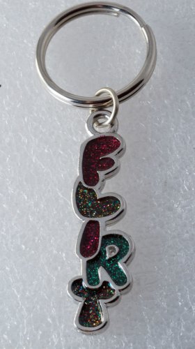 Vintage "Flirt" Keychain By Image Key Fob Silver tone Metal