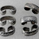 Vintage Set of 6 Etched Silver Metal Connectors Jewelry Making