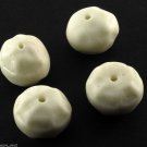Vintage Glass Beads Lot of 4 White Dimpled Wheel  Drilled Through